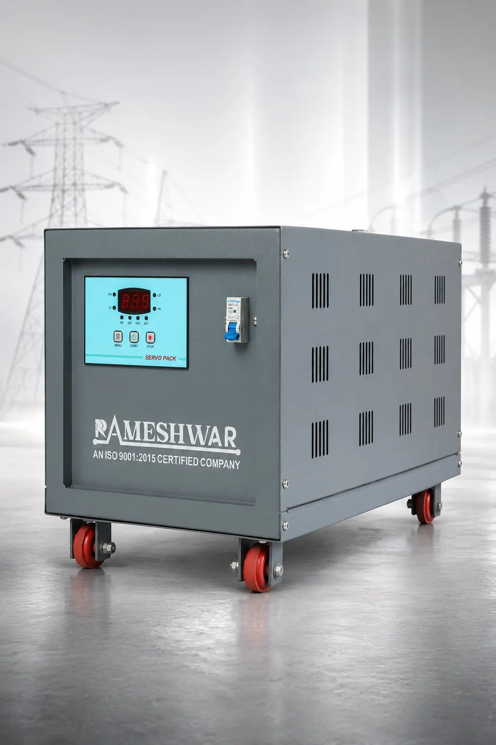 1 Phase Servo Voltage Stabilizer manufactured by Rameshwar Power Control for accurate voltage regulation and equipment protection.