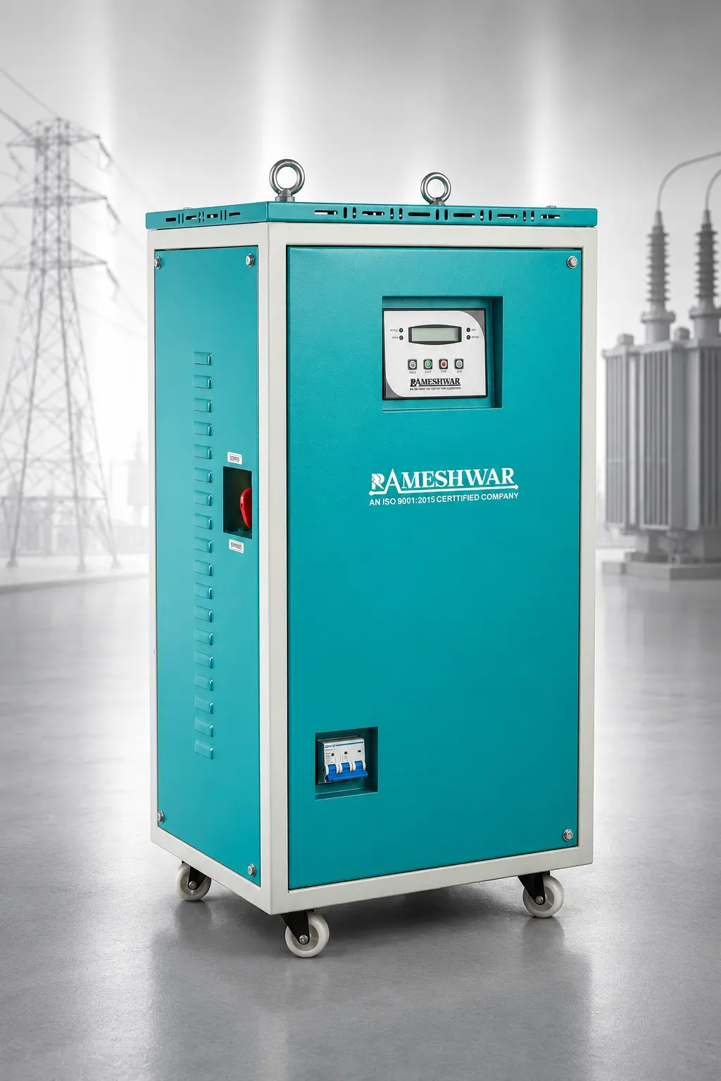 3 Phase Air Cooled Servo Voltage Stabilizer for industrial machinery and critical power applications.