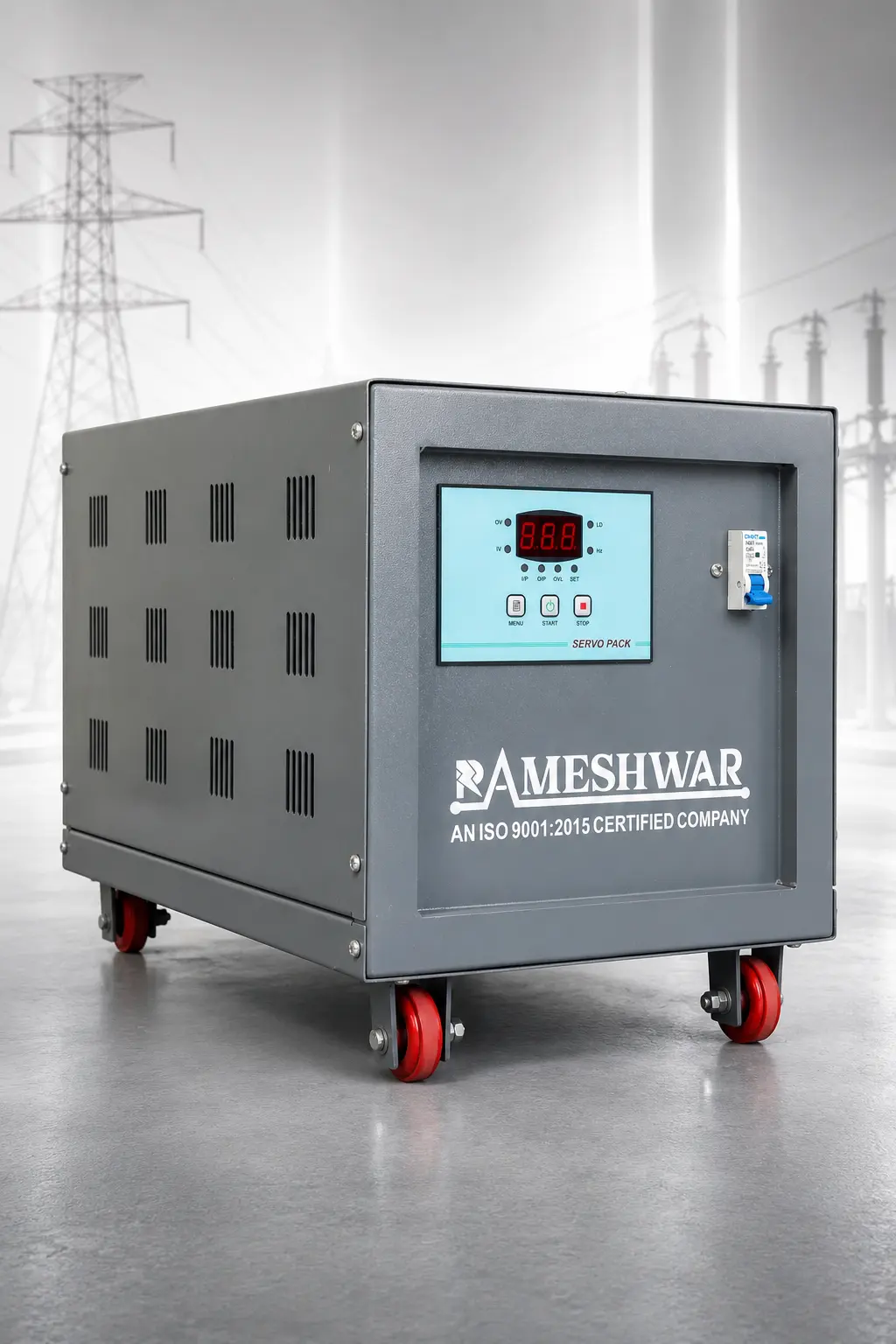Single Phase Servo Controlled Voltage Stabilizer designed for residential, commercial, and industrial power protection applications.