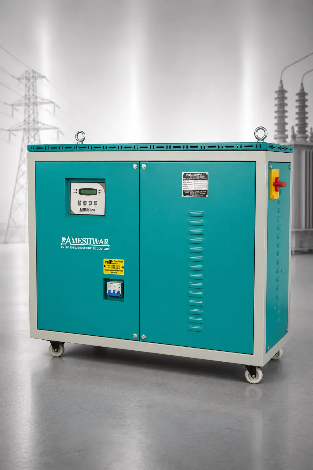 Industrial Air Cooled Servo Stabilizer designed for continuous voltage correction and power protection.